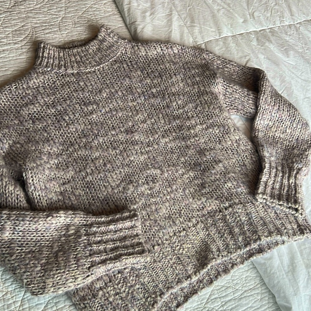Wool blend mock neck sweater